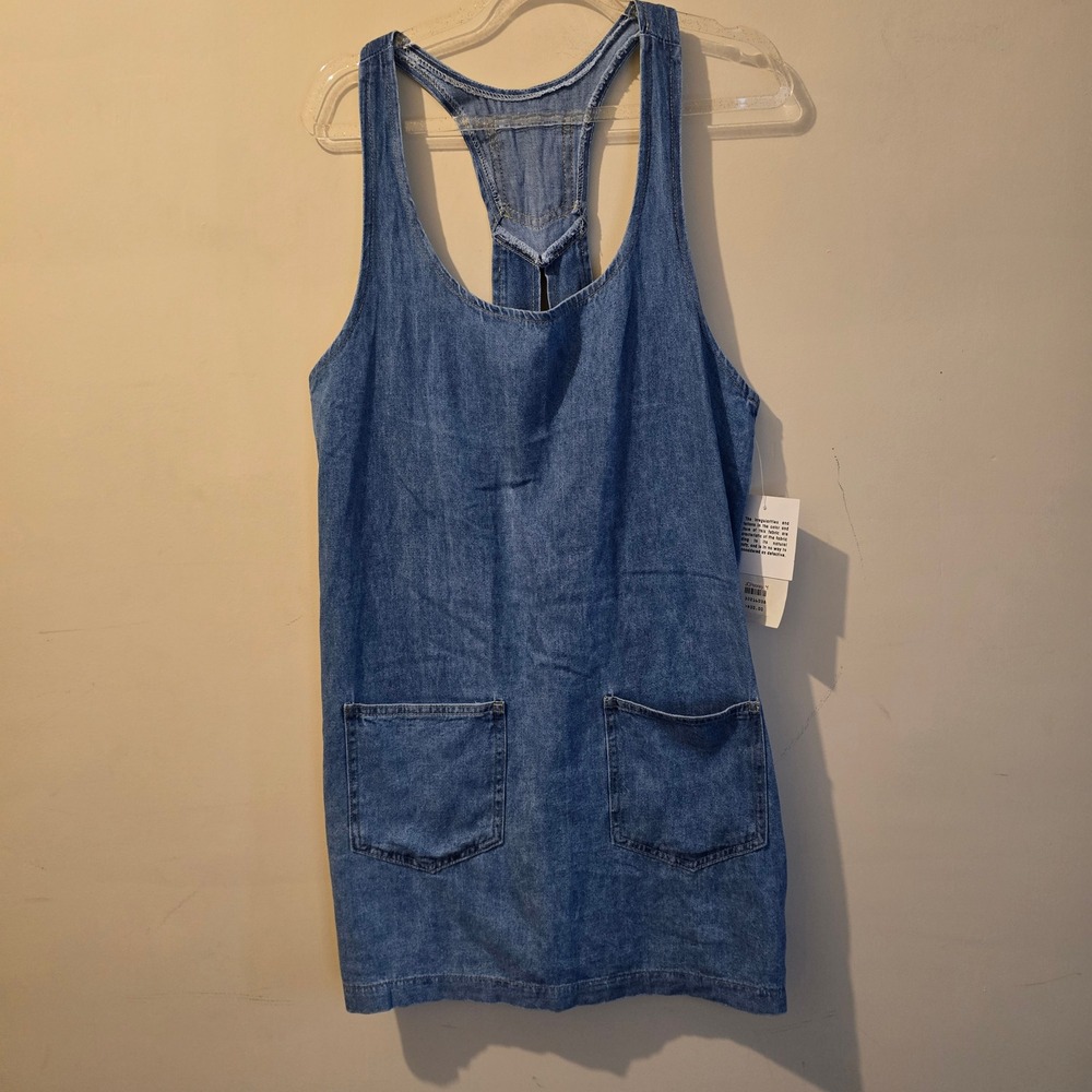Vintage 90s California Concepts Jumper Dress Women Small Denim Racerback Mini